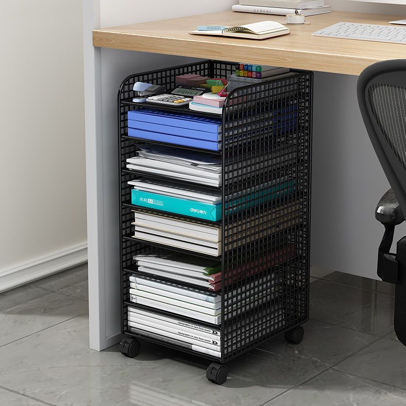办公室文件架多层落地式带滑轮收纳书架资料整理收纳置物架档案架