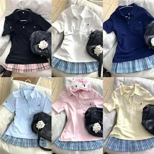 校供感学生短 风吹麦香jk制服收腰Polo衫 夏季 新款 日系学院风基础款