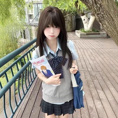 风吹麦香jk秋校供感百搭小众显瘦收腰polo领上衣学院风原创甜美糖