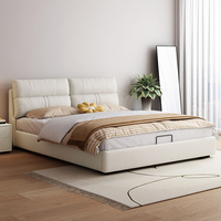 主卧大床1.8米奶油风科技布床简约现代储物双人床北欧轻奢软皮床