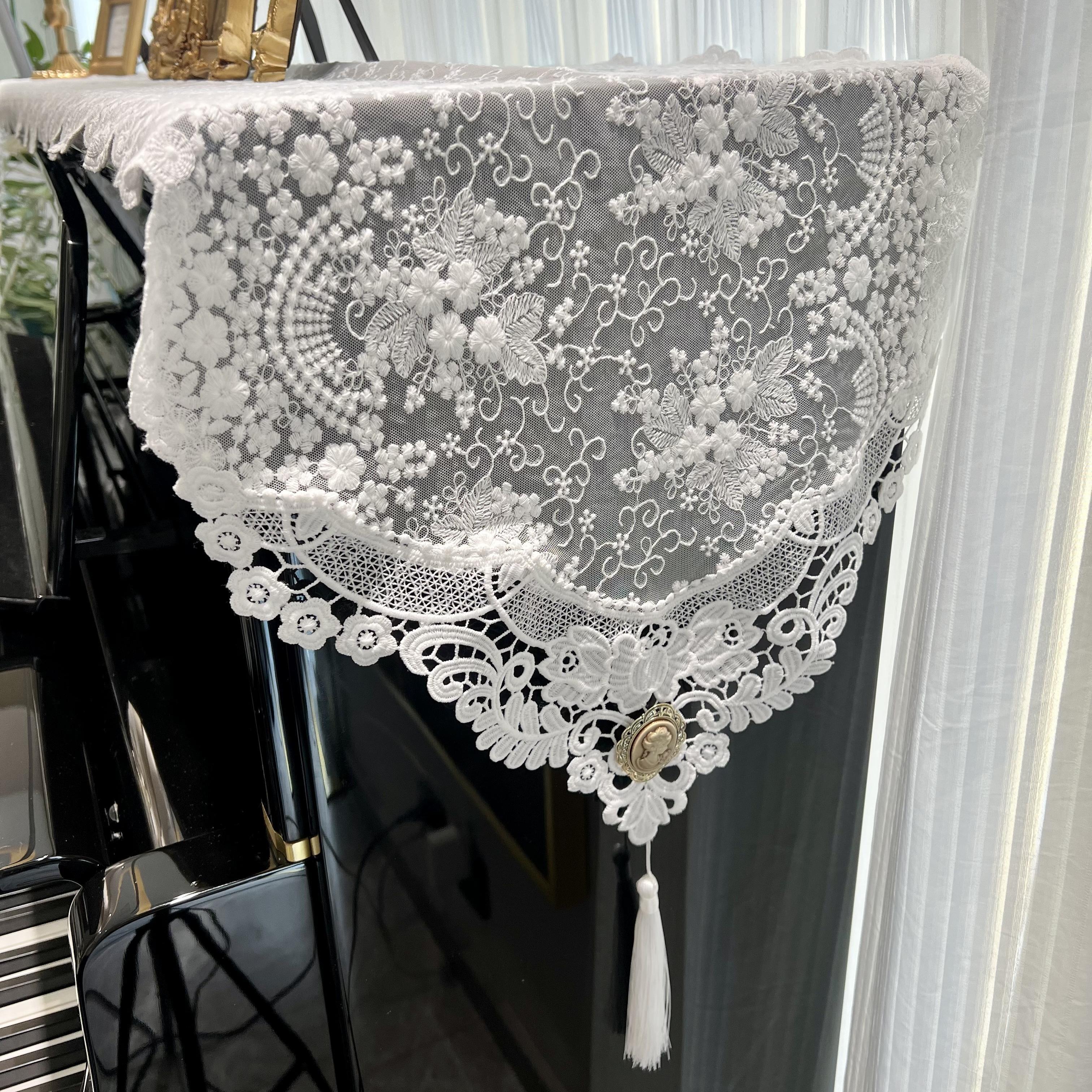 浪漫少女心蕾丝钢琴罩桌旗居家通用款防尘茶几斗柜鞋柜长条盖巾