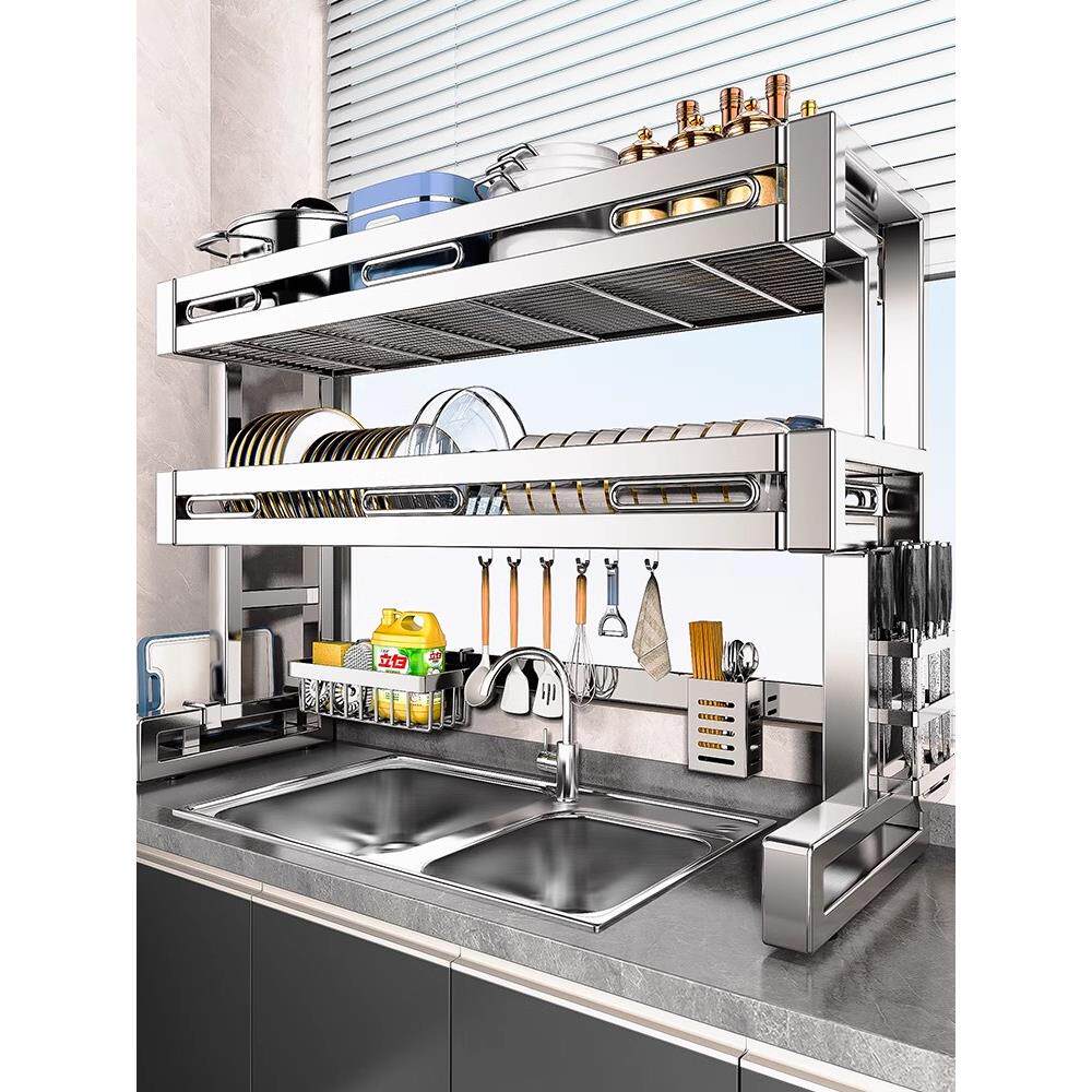 德国304不锈钢厨房水槽架，洗碗架，多功能储碟架