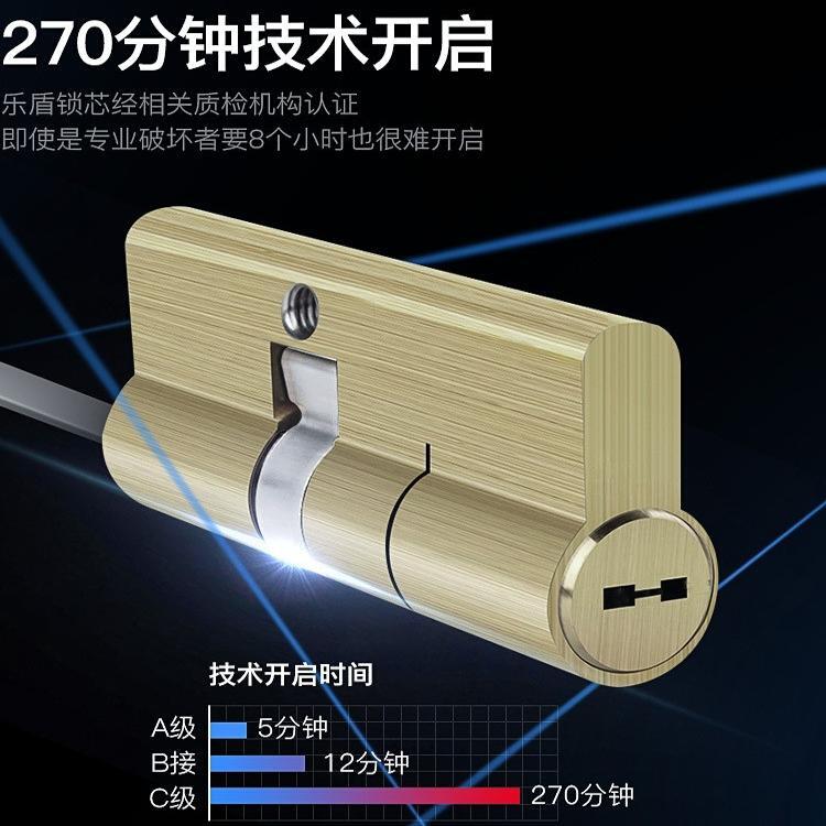 全自动指纹锁芯钥匙家用防盗门智能密码电子门锁无尾纯铜锁芯扁尾