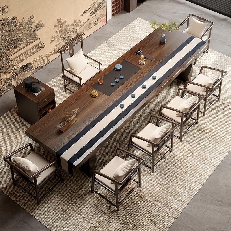 新中式实木大板茶桌2025新款高端办公室接待茶台轻奢现代高级感