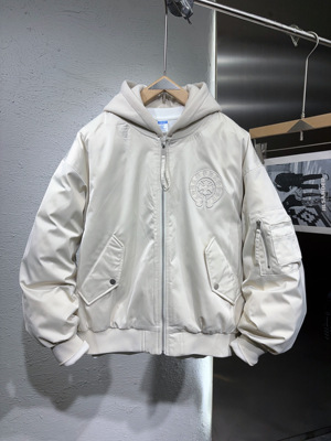 2025新款冬季加厚潮牌刺绣羽绒服男可拆卸连帽白鸭绒宽松外套上衣