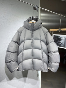 新款90白鸭绒泡芙面包服高蓬松羽绒服男连帽轻薄保暖外套情侣款男