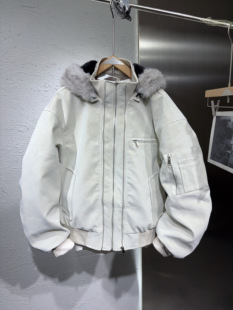 2025新款冬季加厚保暖加绒免洗皮面男女同款卡通连帽宽松外套男潮