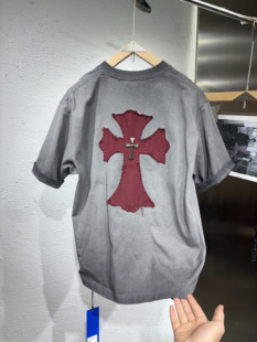 2026新款美式复古十字架重磅短袖T恤男宽松休闲百搭圆领上衣潮流