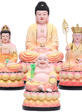 居家供奉娑婆三圣地藏王佛像