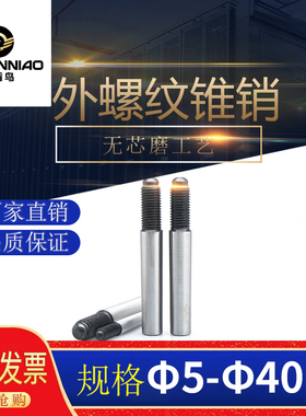 GB881螺尾锥销外螺纹圆锥销45号中碳钢淬火m22m25m30m40m50×310