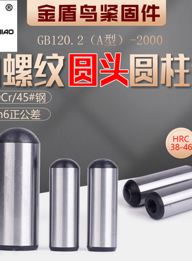 圆头内螺纹圆柱销45号钢淬火GB120.2a型球面内螺纹定位销m8m25m40