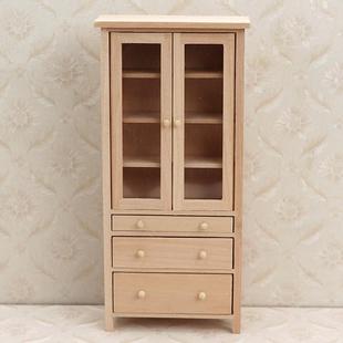 玻璃柜10分12分ob11 bjd gsc娃屋模型未上色可自行DIY微缩书柜