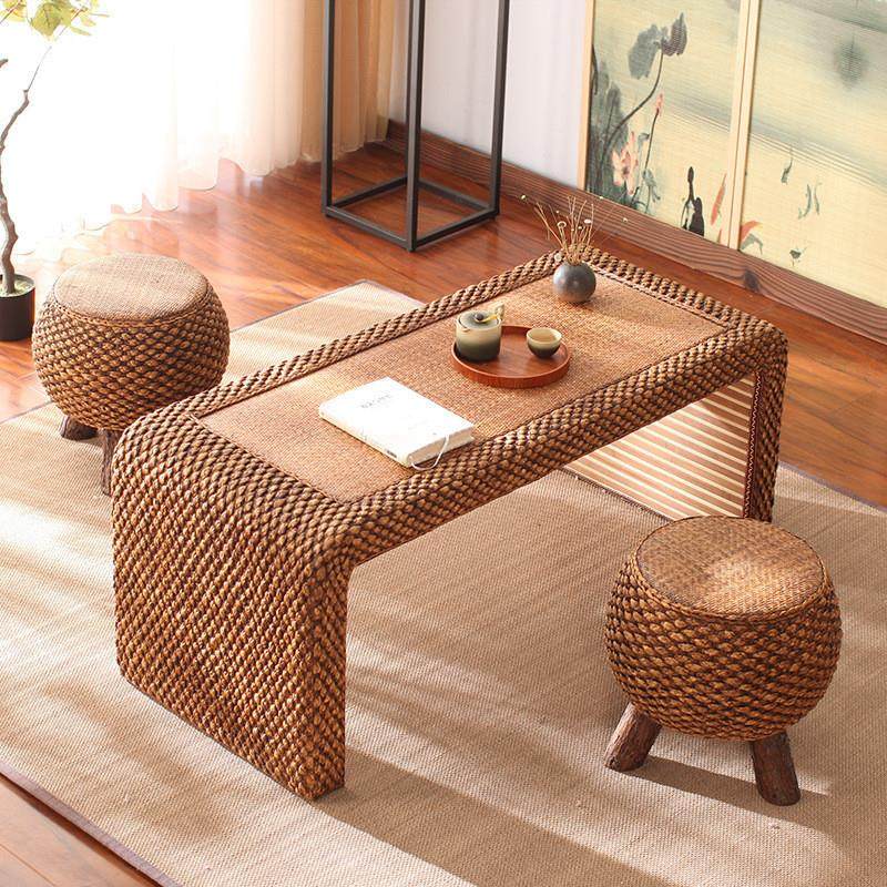 新中式茶几 飘窗榻榻米茶桌椅组合 手工藤编桌草编茶道休闲桌,住宅家具,茶几,淘宝优惠券,粉丝福利购,淘宝优惠卷