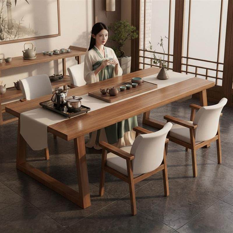 茶桌椅组合新中式家用茶台泡茶桌子办公室简约实木腿阳台大板茶桌,住宅家具,茶几,淘宝优惠券,粉丝福利购,淘宝优惠卷