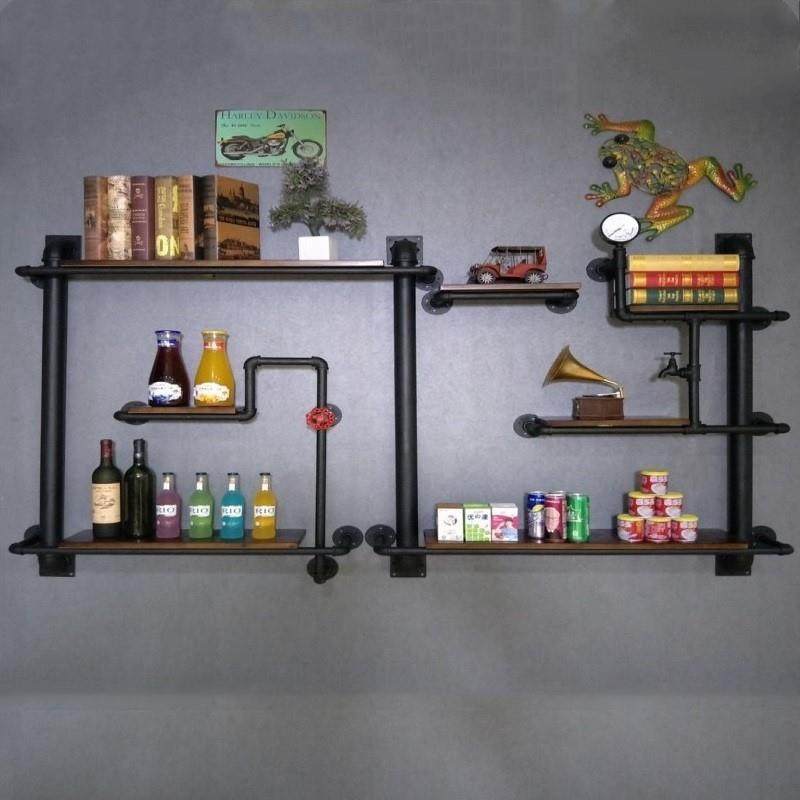 铁艺水管置物架复古墙上书架搁板壁挂酒架工艺风墙面装饰收纳架子,住宅家具,搁板/置物架/家用陈列架,淘宝优惠券,粉丝福利购,淘宝优惠卷