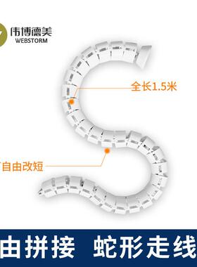 PS1 办公桌蛇形走线管藏线管会议桌理线管桌圆方形面线盒
