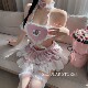 草莓小蛋糕 女仆服cos爱心肚兜连衣裙后开衩绑带qqny女仆肚兜制服