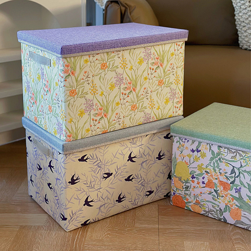 47L田园风PP板可水洗带盖储物箱