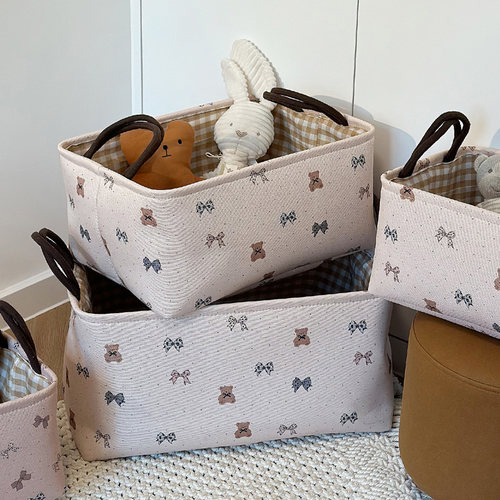 可爱小熊印花收纳筐可折叠储物箱