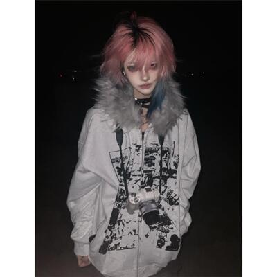 y2k亚文化毛领外套女秋冬