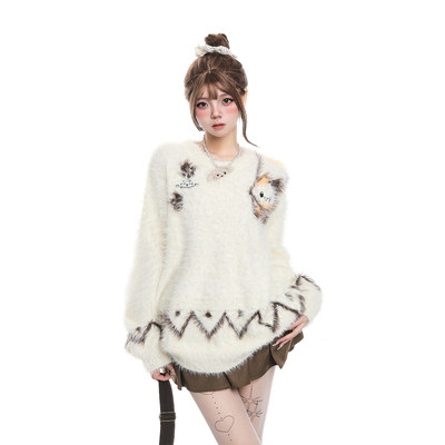 甜美减龄水貂毛软糯毛衣