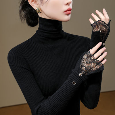 黑色高领针织打底衫女202