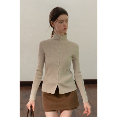 EGGKA立领交叉扭结排扣设