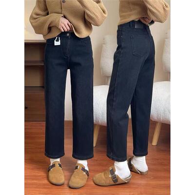 黑色直筒牛仔裤女2025秋