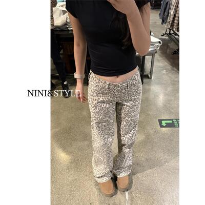 jennie同款美式豹纹牛仔