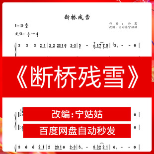 《断桥残雪》纯筝D调独奏古筝谱宁姑姑古筝曲谱网电子档自动发货