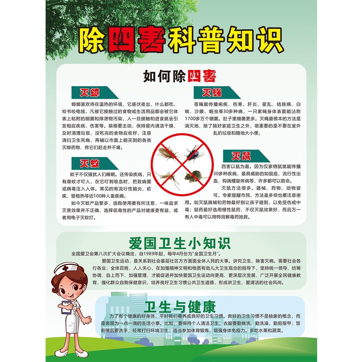 病媒生物防治知识海报展板消灭四害减少疾病健康教育宣传栏墙贴