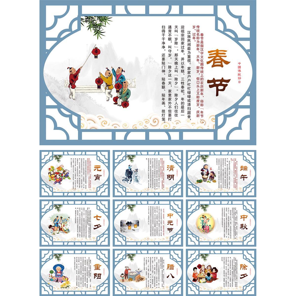 中国传统节日文化海报文化春节海报宣传单墙贴装饰kt板