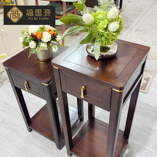 全实木花架子置物架客厅花几储物家用花台收纳抽屉柜展示架新中式