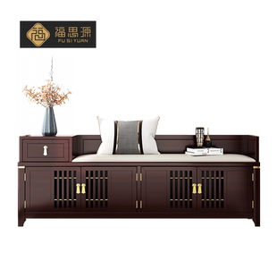 新中式换鞋凳纯实木鞋柜入户门口可坐式进门穿鞋凳收纳储物玄关柜