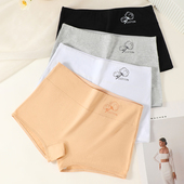 女防走光不卷边全棉四角短裤 平角内裤 女士纯棉高腰收腹打底安全裤