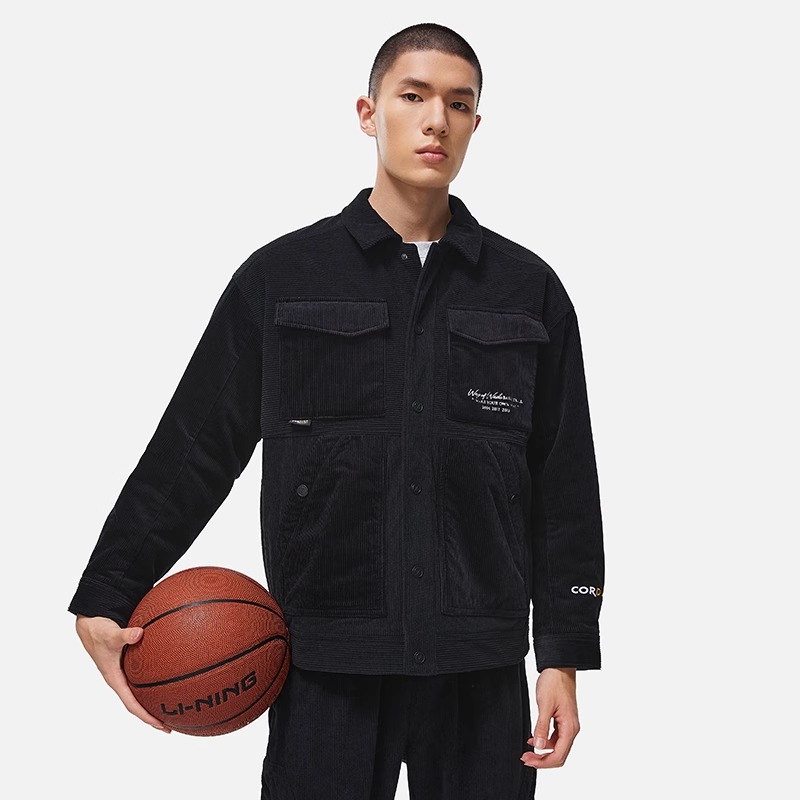 李宁韦德翻领宽松棉服