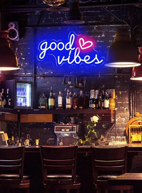 HOHOSIGN Good Vibes 霓虹灯标志粉红色霓虹灯