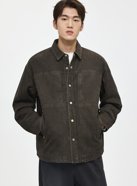 90鸭绒 男士衬衫型翻领羽绒服男2025冬季新款微宽松休闲保暖外套