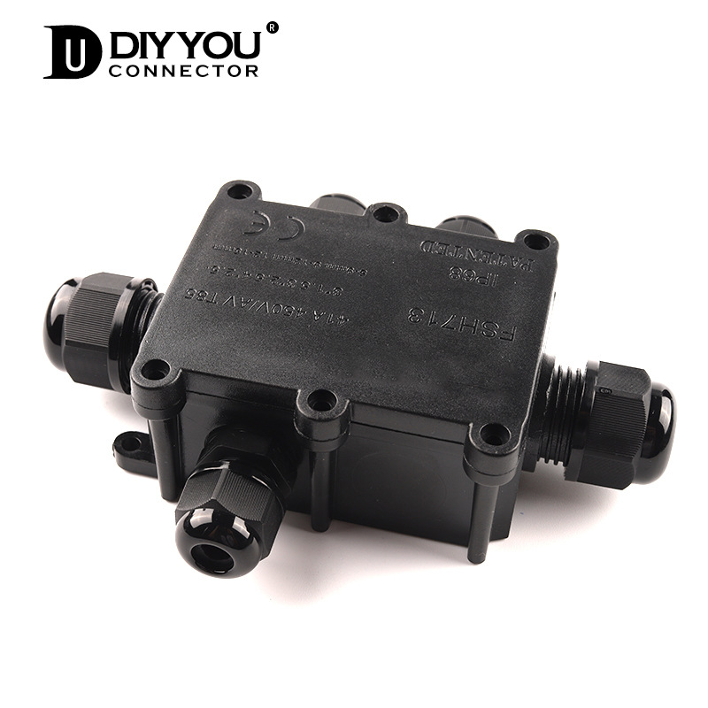 南超 IP68防水接线盒黑色UV接线盒G713塑料电源控制接线盒LED路灯