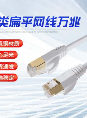 cat7网线7类扁平万兆纯铜屏蔽网络跳线cat70.1米/30千兆