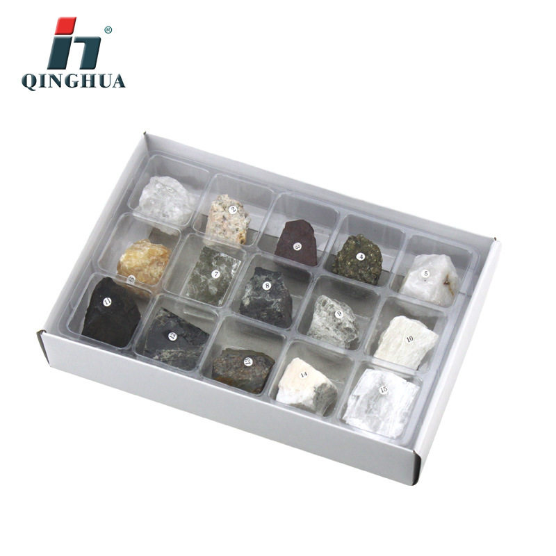 青华 QH4009-4 矿物晶体矿石标本盒 由15种矿石组成教学使用学生