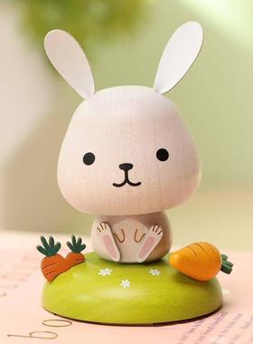 台湾jeancard汽车桌面摆件摇头创意弹簧森活实木质趣生日礼物女男