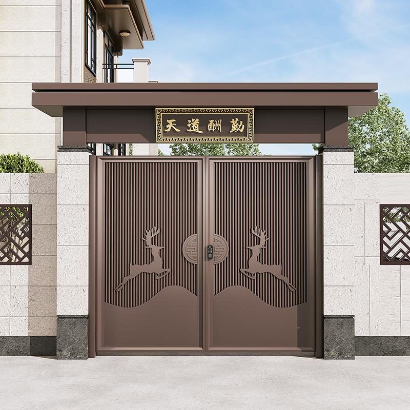 铝合金庭院门双开铝艺简约别墅院子大门楼农村自建房铁艺大门定制