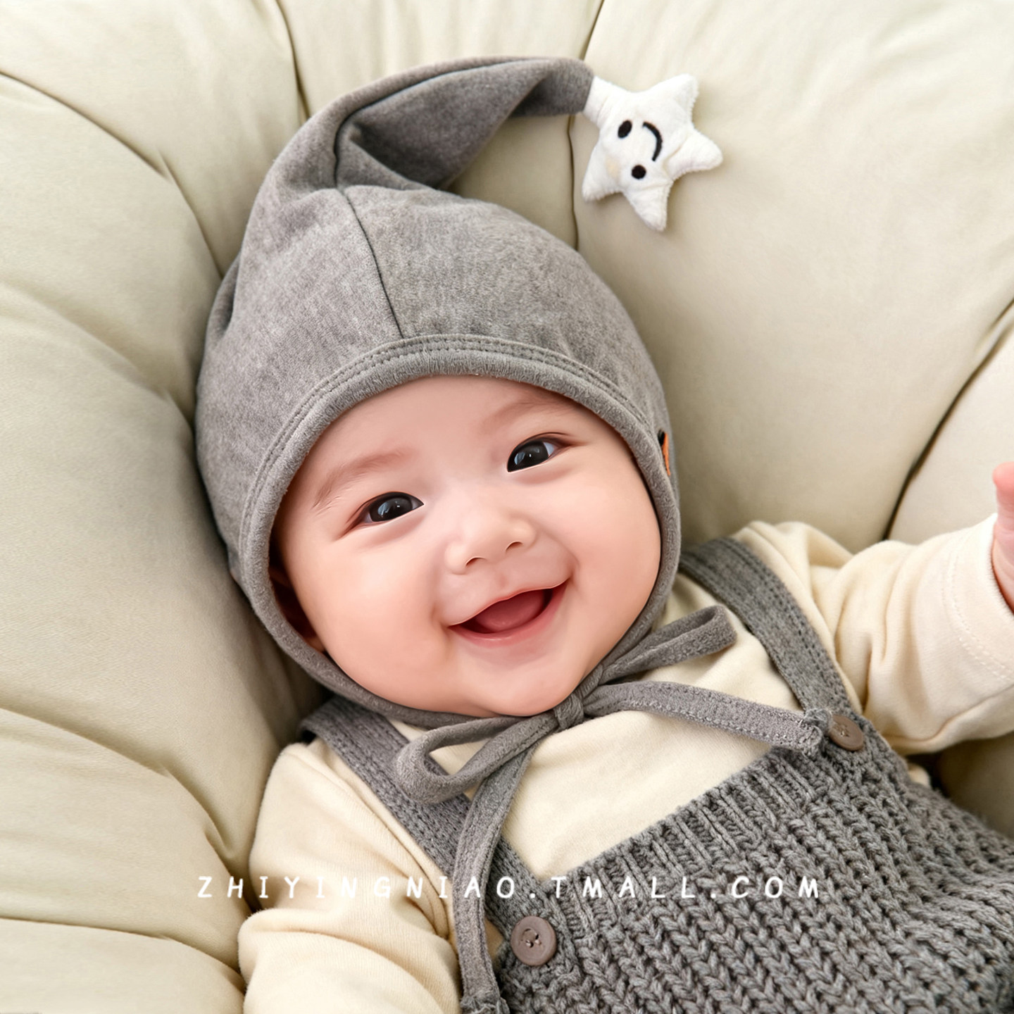 婴儿帽子春秋季护耳帽可爱超萌婴幼儿纯棉保暖小月龄男女宝宝胎帽