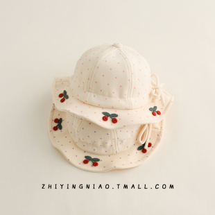 婴儿帽子春秋款渔夫帽小月龄宝宝可爱超萌防晒帽儿童户外防风盆帽