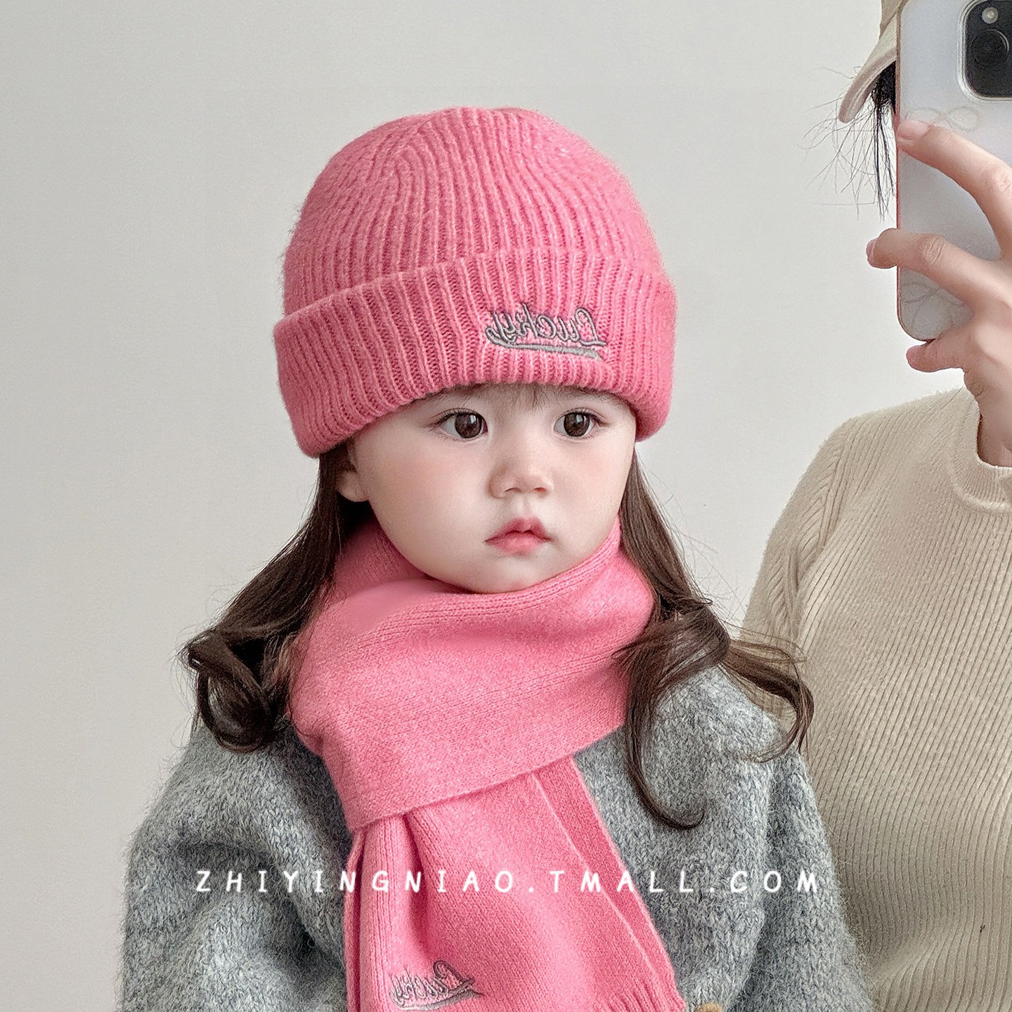 宝宝帽子秋冬季毛线帽围套装韩版百搭婴儿加厚保暖女童外出针织帽