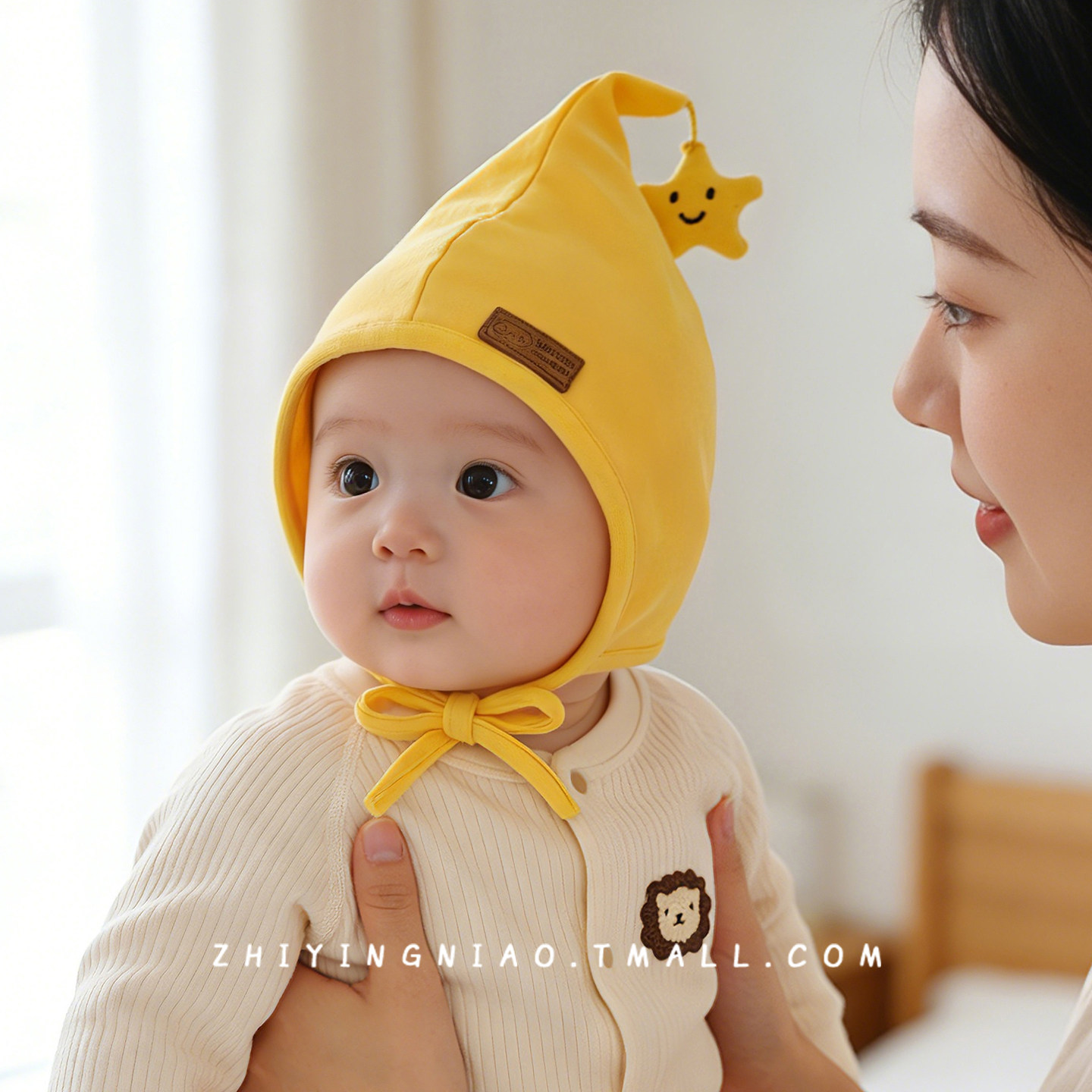 婴儿帽子春秋季可爱超萌小月龄宝宝护耳帽新生婴幼儿外出精灵帽子