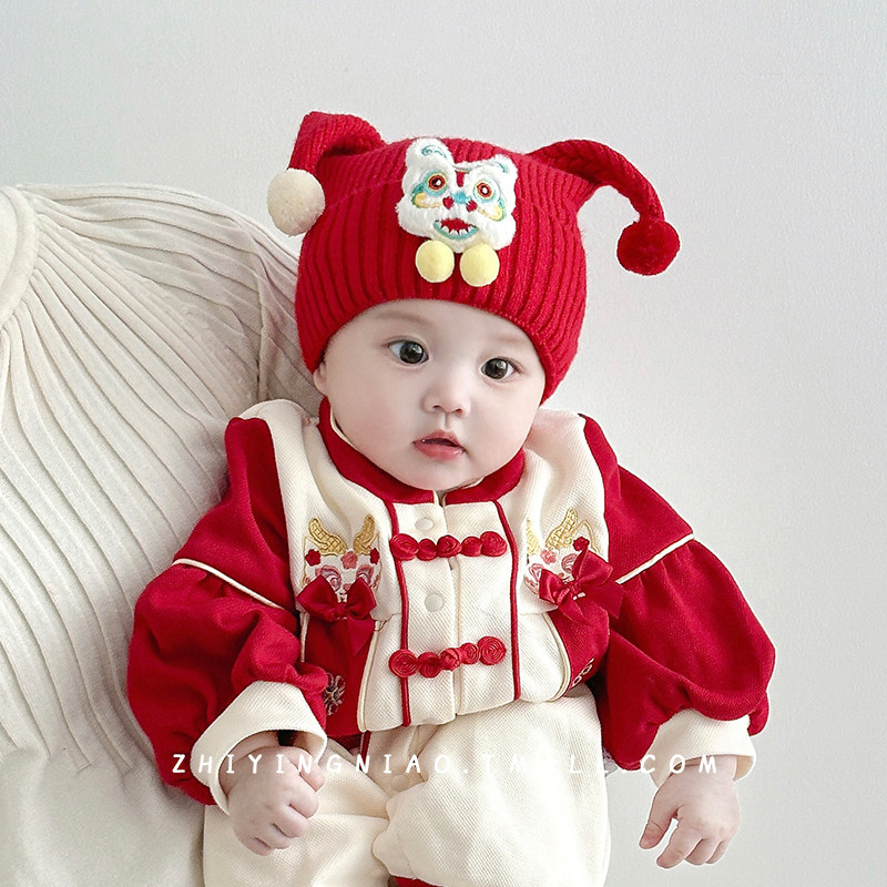 婴儿帽子秋冬季超萌龙宝宝红色醒狮满月周岁帽冬天外出护耳针织帽,童装/婴儿装/亲子装,帽子,淘宝优惠券,粉丝福利购,淘宝优惠卷