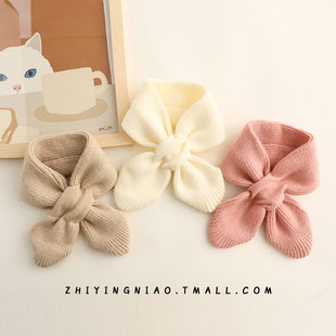 宝宝围巾秋冬季婴儿保暖围脖男女宝宝交叉式围巾儿童防风针织脖套