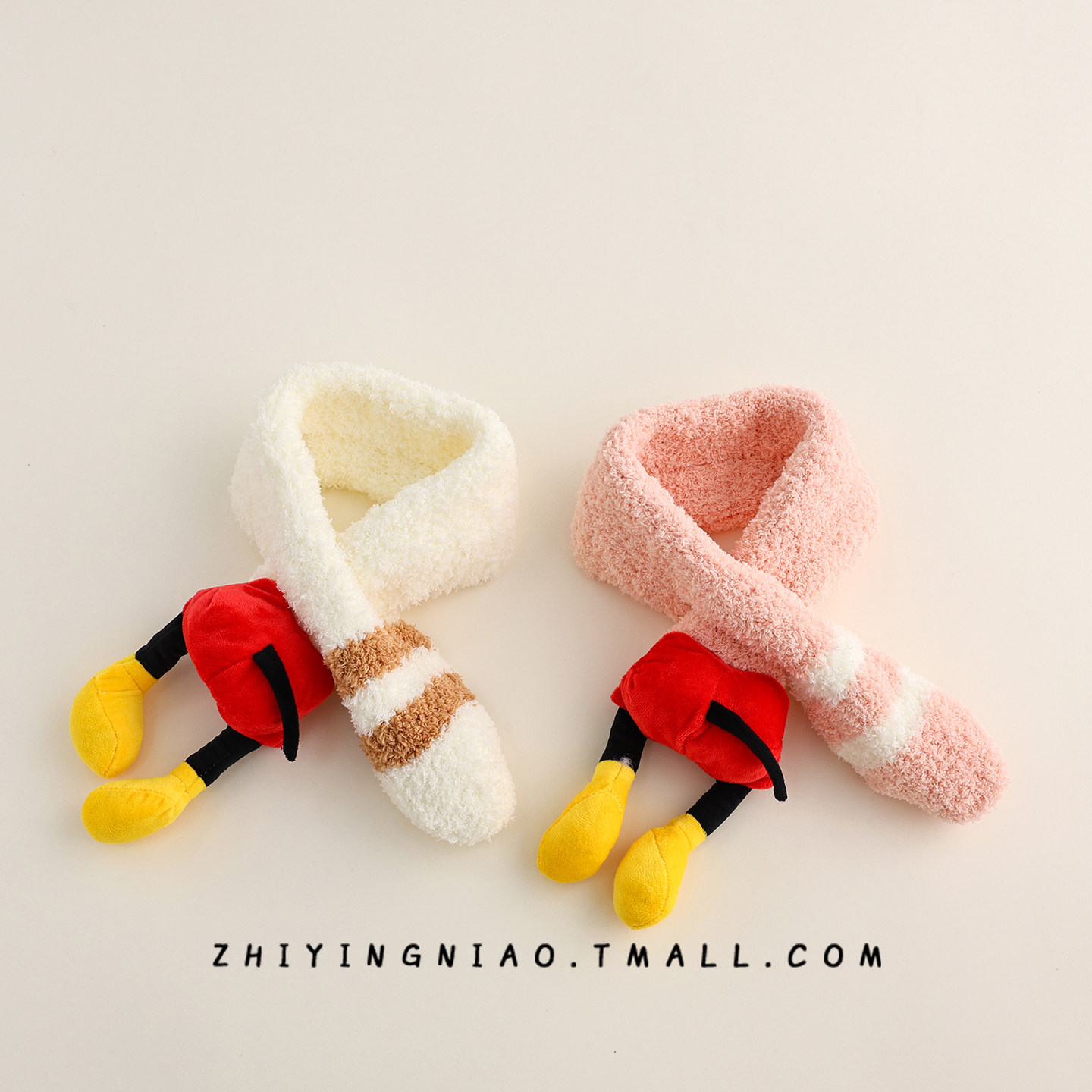 宝宝围巾秋冬季可爱超萌卡通交叉围脖小月龄外出防风保暖儿童脖套